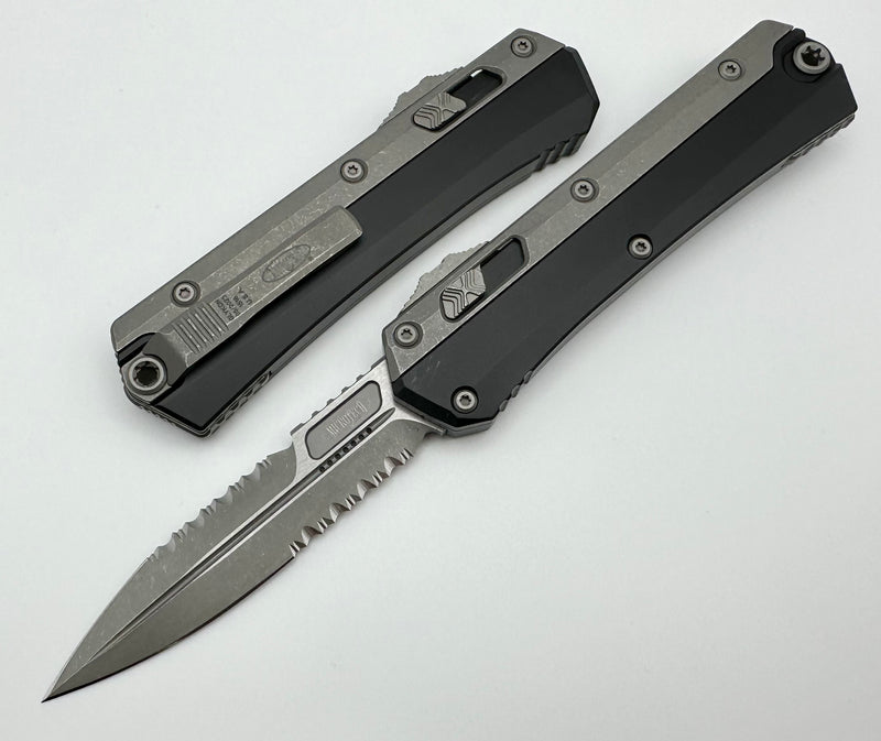 Microtech Glykon Apocalyptic Serrated Bayonet w/ Bead Blast Overlay 184-12AP