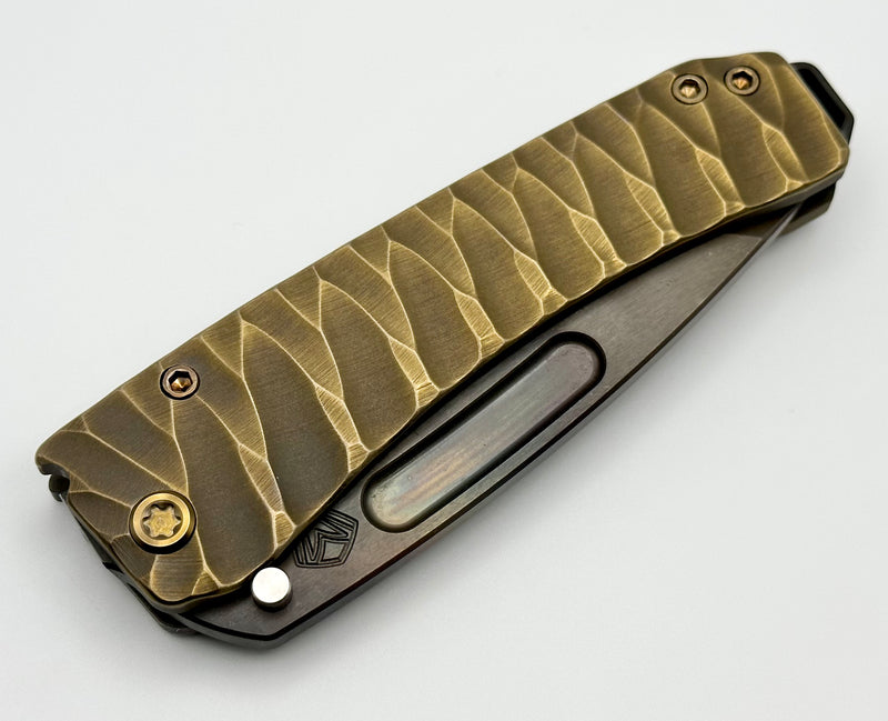 Medford Midi Marauder Vulcan S45 Tanto & Bead Blast Brush Bronze Predator Sculpted Handles w/ Bronze Hardware/Clip