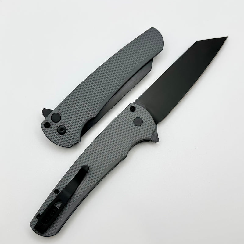 Pro-Tech Malibu Textured Grey Handle w/ Black Hardware & DLC 20CV Reverse Tanto Blade 5206-GREY