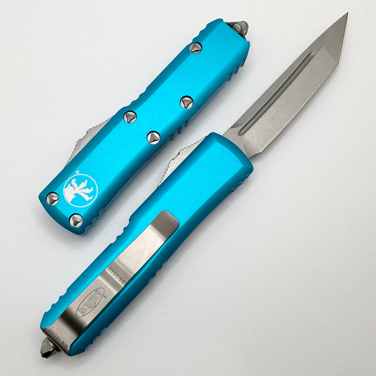 Microtech UTX-85 Tanto Stonewash Standard & Turquoise 233-10TQ