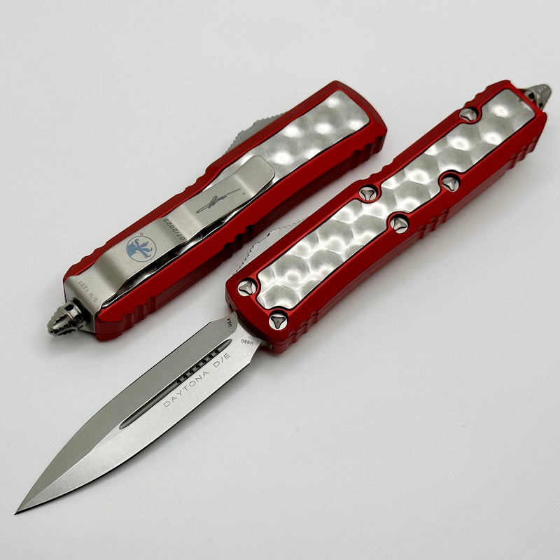 Microtech Red Daytona w/ Brute "Bubble" Inlays & Stonewash Double Edge Signature Series 126-10RDBIS