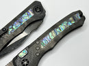 Heretic Knives Wraith Auto S/N 003 w/ Black Dunes Fat Carbon & Abalone Inlays w/ Hand Ground Cracked Ice DLC Elmax Blade