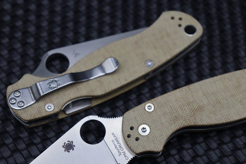 Spyderco Paramilitary 2 PM Cruwear & Brown Canvas Micarta C81MPCW2