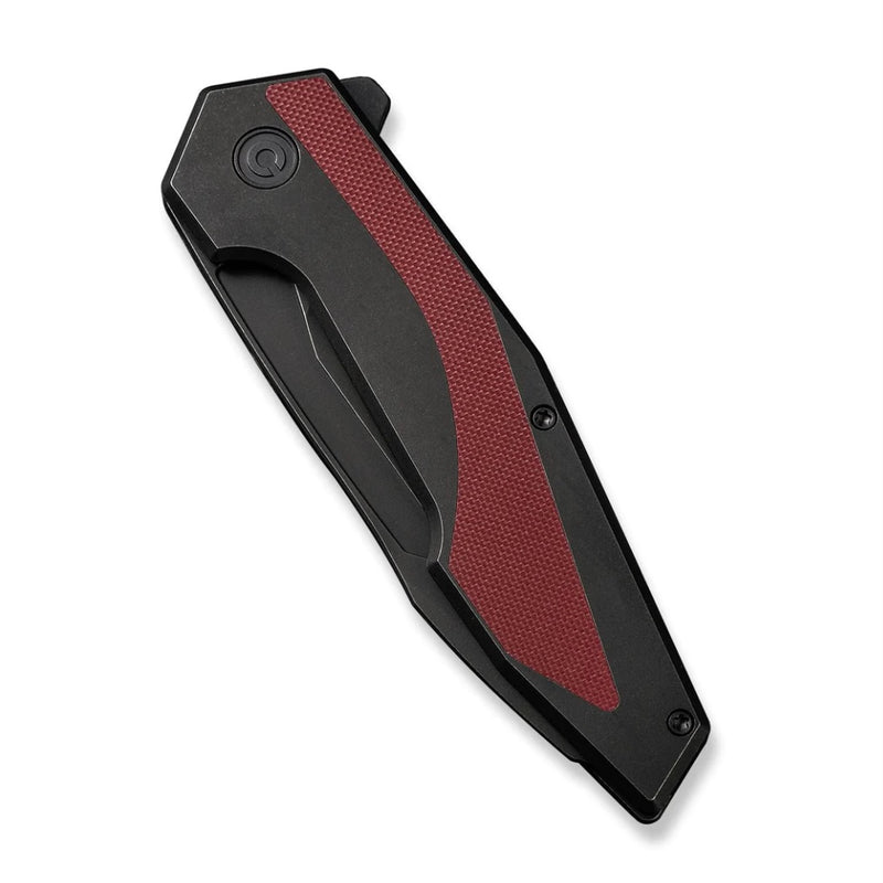 Civivi Knives Hypersonic Flipper Black Steel Handle w/ Burgundy G-10 Inlays & Black Stonewash 14C28N Blade C22011-3