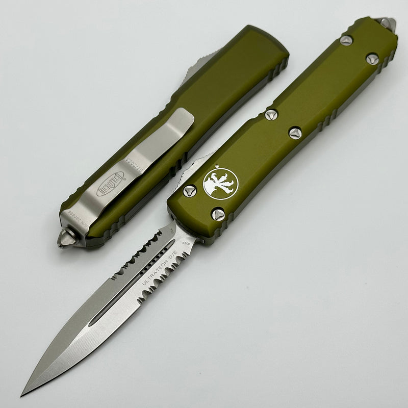 Microtech Ultratech Double Edge Stonewash Partial Serrated & OD Green 122-11OD