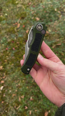 Heretic Knives Wraith Auto V4 OD Green Handle w/ Grip Inlays & Bronze Bowie MagnaCut Blade H002-7A-GRN