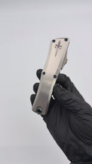 Marfione Custom Combat Troodon LT Gen III w/ Stainless Satin Handle & Blued Dragonskin San Mai Damascus Compound Ground D/E
