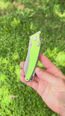 Hawk Designs Talon w/ Spring Green Glass Overlay w/ Tumbled Handles & Tumbled M390
