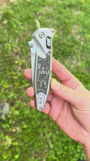 Marfione Select Microtech Socom Ram-Lok Titanium Slab Side Handles w/ Bronze Accents & Spear Point Stonewash M390MK 160RLS-10SMS2 (In House Modified)
