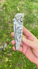 Marfione Select Microtech Socom Ram-Lok Titanium Slab Side Handles w/ Bronze Accents & Spear Point Stonewash M390MK 160RLS-11SMS2 (In House Modified)
