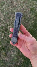 Hawk Designs Model C Deadlock Stonewash Titanium w/ Purple Haze Carbon Fiber & Stonewash M390 D/E