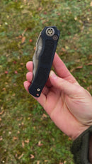 Heretic Knives Wraith Auto V4 Black Handle w/ Grip Inlays & Bronze Bowie MagnaCut Blade H002-7A