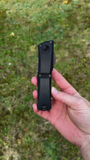 Microtech Knives Combat Troodon Gen III LT Interceptor Vegas Forge Blued Damascus & Black Hefted Handle w/ Two Tone DLC Hardware Signature Series 1217-16MS3