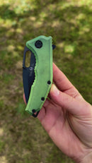 Heretic Knives Medusa Manual Antique Green Titanium & DLC MagnaCut H009-6A-TIGRN