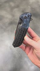 Reate Terminator-T600 DLC Titanium Integral Handle w/ Crystal Ti Blue Accents & Stonewash MagnaCut