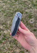 Microtech ANAX Titanium Integral Hand Rubbed Satin M390 w/ Blue Titanium Pivot Collars & Carbon Fiber Inlay 190C-4CFITI