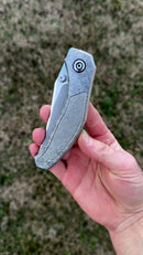 Custom Knife Factory Blava Milled Crystal Titanium & CKF Wash M398