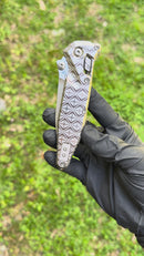 Marfione Select Microtech Socom Ram-Lok Titanium Slab Side Handles w/ Bronze Accents & Spear Point Stonewash M390MK 160RLS-10SMS2 (In House Modified)