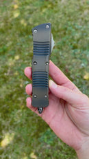 Microtech Combat Troodon Antique Bronze w/ Bronzed Damascus Double Edge & Bronze Low Polished Hardware Signature Series 142-16BZABLPS