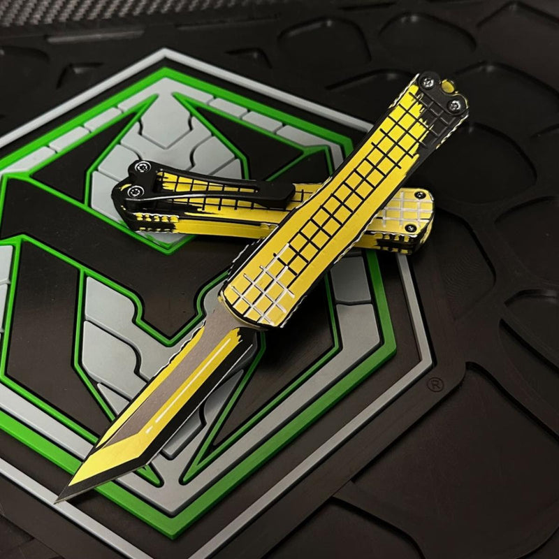 Heretic Knives Manticore S Frag Cel Shade Yellow w/ Tanto Magnacut H023F-CS-YW