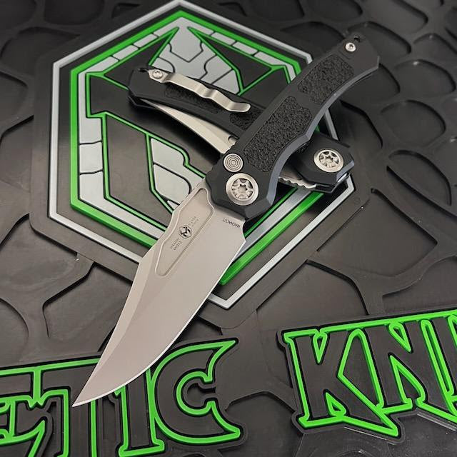 Heretic Knives Wraith Auto V4 Black Handle w/ Grip Inlays & Bead Blast Bowie MagnaCut Blade H002-3A