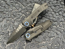Heretic Knives DLC Wraith V3 Milled Carbon Fiber w/ Blue Ti Accents & DLC Battle Worn MagnaCut H001-6A-BLUTI
