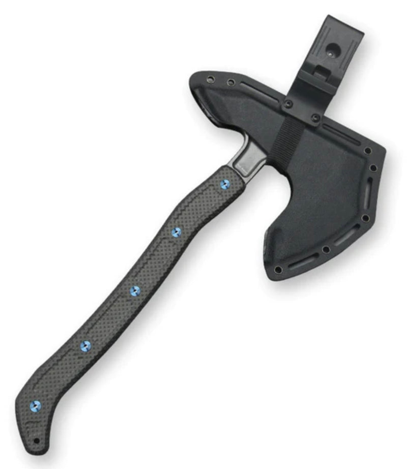 Jake Hoback Ps2 Axe Stonewash AEB-L Steel w/ Unidirectional Carbon Fiber & Blue Anodized Bolts