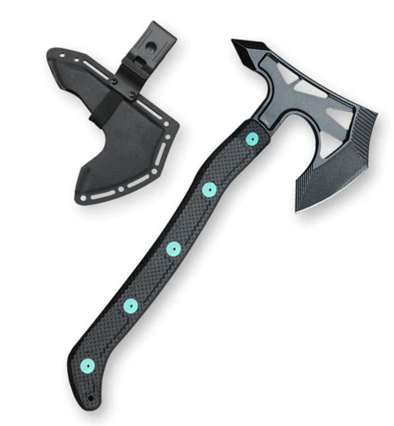 Jake Hoback Ps2 Axe DLC Stonewash AEB-L Steel w/ Unidirectional Carbon Fiber & Green Anodized Bolts
