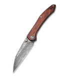 Civivi Hadros Thumb Stud Knife - Cuibourtia Wood Handle (3.35" Black Hand Rubbed Damascus) C 20004-DS1