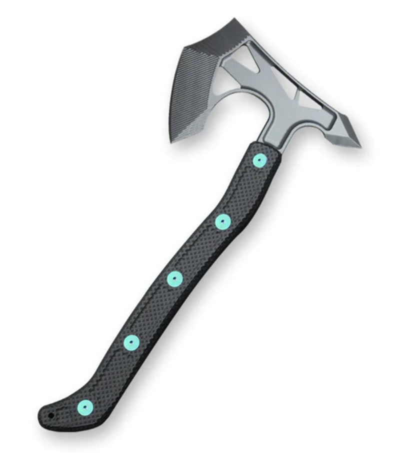 Jake Hoback Ps2 Axe Stonewash AEB-L Steel w/ Unidirectional Carbon Fiber & Green Anodized Bolts