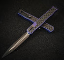 COMING SOON Heretic Knives Cleric II 2 Black Double Edge Magnacut w/ Purple & Black Stainless Bubble Inlays H020-10A-PU