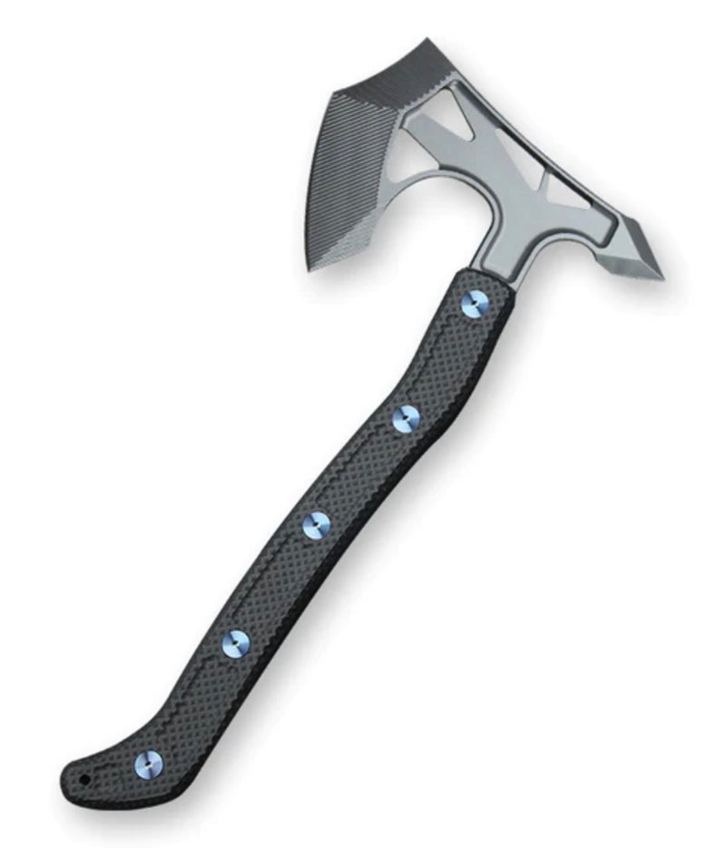 Jake Hoback Ps2 Axe Stonewash AEB-L Steel w/ Unidirectional Carbon Fiber & Blue Anodized Bolts