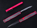 Heretic Knives Cleric II 2 Black Double Edge Magnacut w/ Red & Black Stainless Bubble Inlays