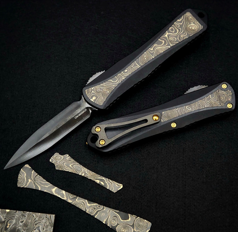 Heretic Knives Manticore E Black w/ Fat Carbon Gold Dunes Inlays & DLC MagnaCut