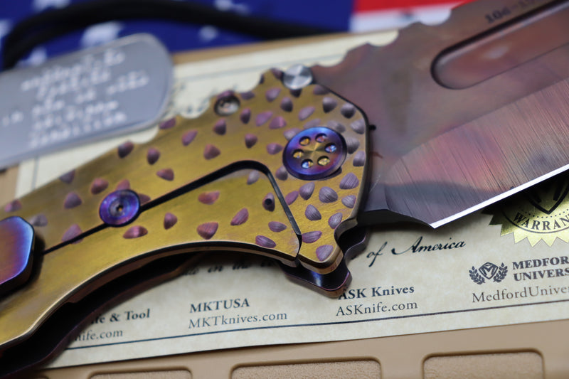 Medford Knife Praetorian T Falling Leaf Bronze & Flamed with S35 Vulcan Tanto