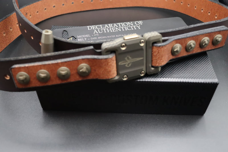 Marfione Customs APIS Mens Dark Brown Water Buffalo Leather Belt