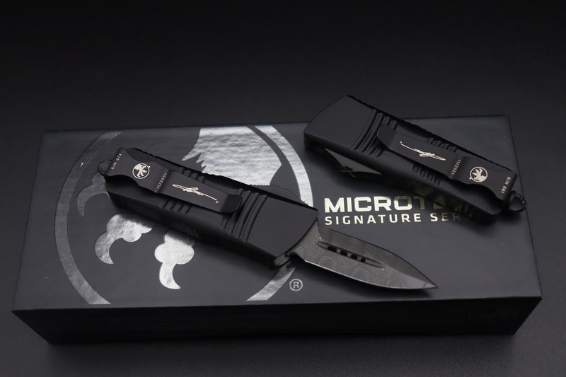 Microtech Mini Troodon D/E Damascus Carbon Fiber Top 238-16CFS