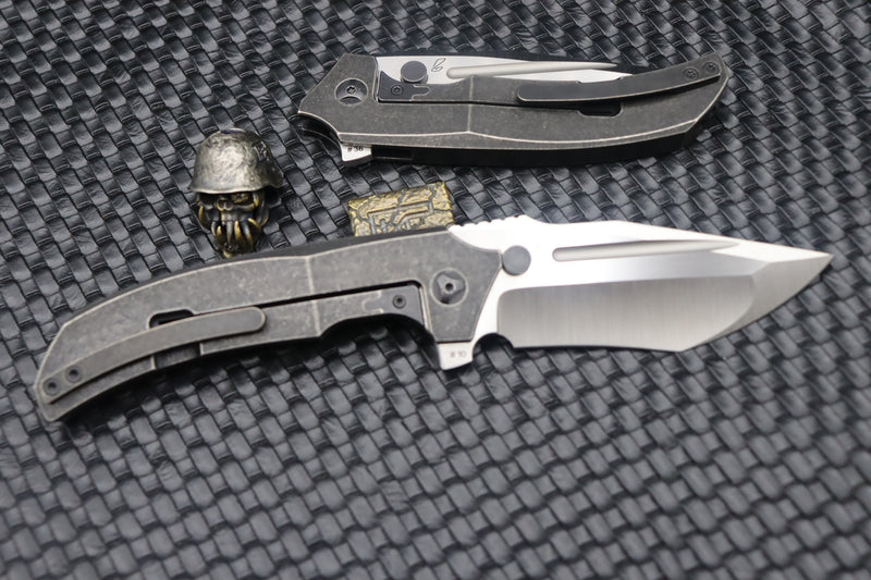 Custom Knife Factory Satori 2.0 Blackwash Ti Intergal with Satin M390 Compound Ground Blade