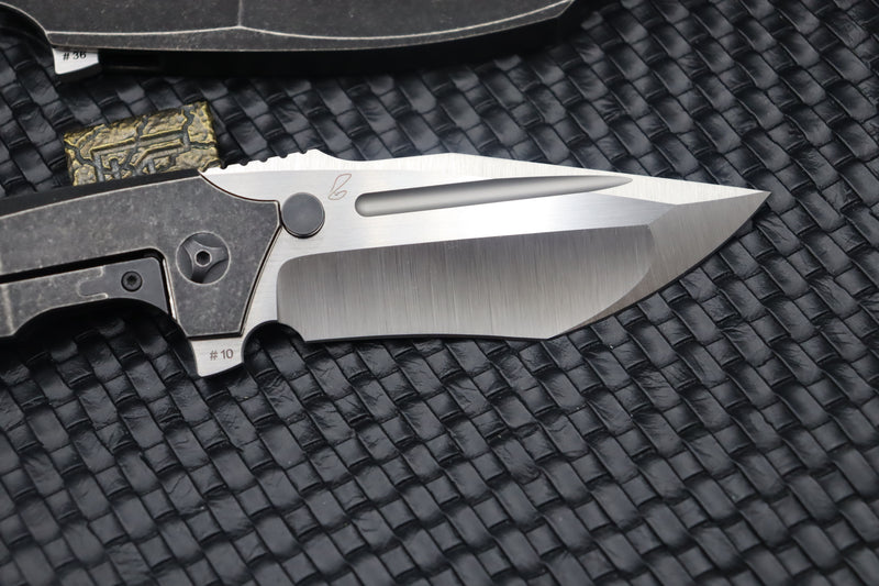Custom Knife Factory Satori 2.0 Blackwash Ti Intergal with Satin M390 Compound Ground Blade