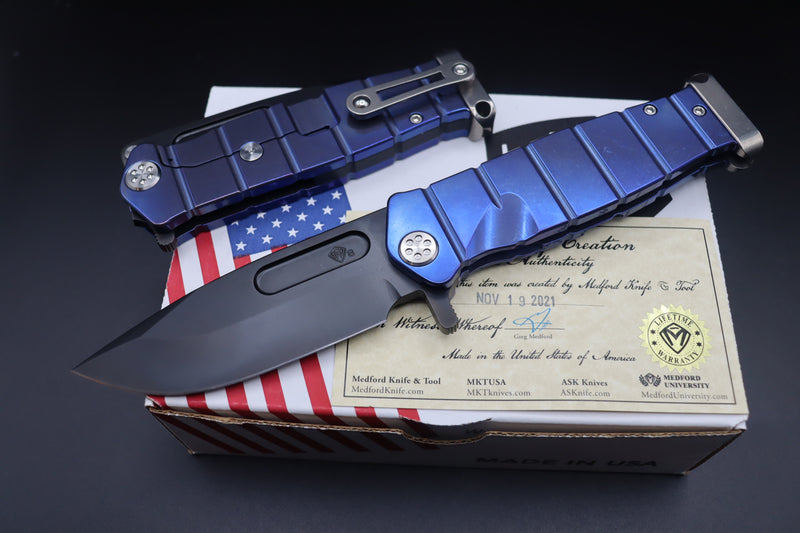 Medford Knife Fighter Flipper USMC Blue with PVD S35