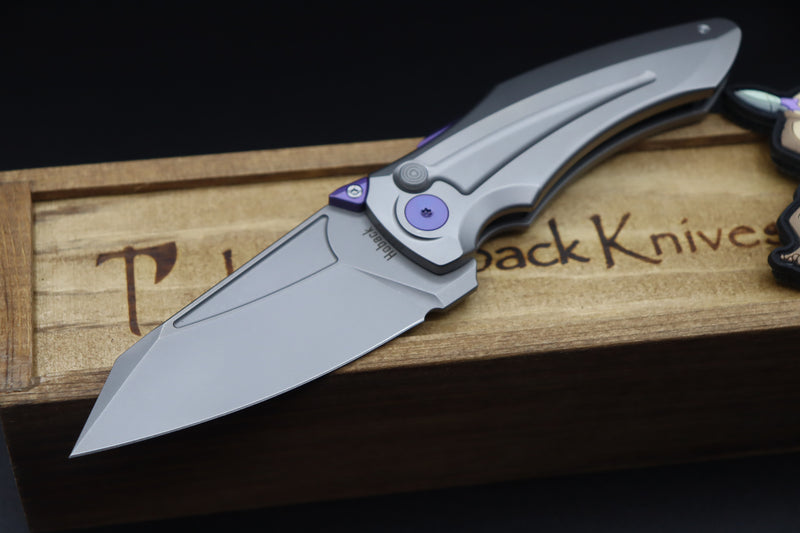 Jake Hoback Knives Sumo Stonewash Handle & Blade with Purple Anodized Accents