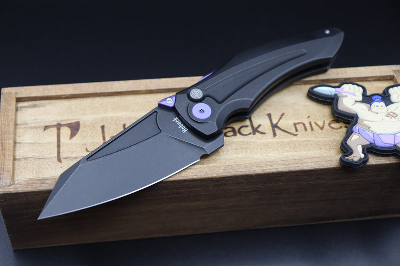 Jake Hoback Knives Sumo DLC Black Handle & Blade with Purple Anodized Accents