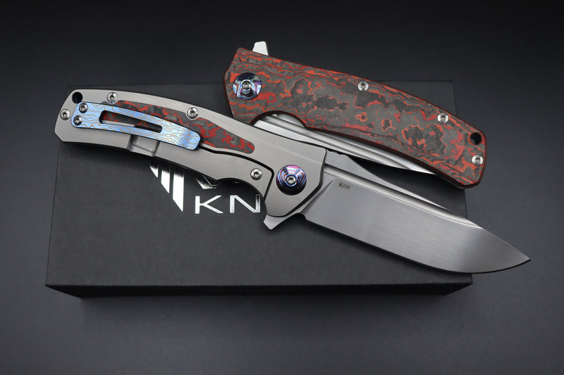 Reate Knives Horizon D Lava Flow Fat Carbon & Chad Nichols MokuTi Exclusive w/ Silver Hardware