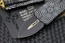 Microtech Exocet D/E Two-Toned Black w/ Gold Accents 'SOURCE' Artwork 157-1TSOS