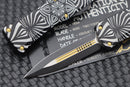 Microtech Hera D/E Two-Toned Black w/ Gold Accents 'SOURCE' Artwork 702-1TSOS
