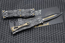 Microtech Hera D/E Two-Toned Black w/ Gold Accents 'SOURCE' Artwork 702-1TSOS