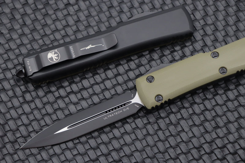 Microtech Ultratech D/E Black & Signature Series OD Green G-10 Composite Top 122-1GTODS