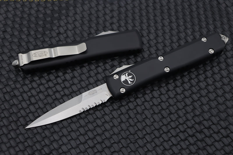 Microtech Ultratech Black & Bayonet Grind Stonewash Partial Serrated 120-11