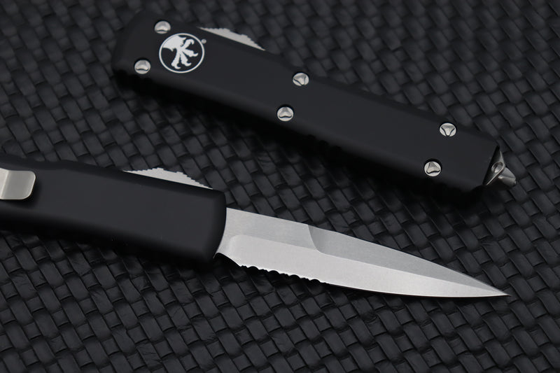 Microtech Ultratech Black & Bayonet Grind Stonewash Partial Serrated 120-11