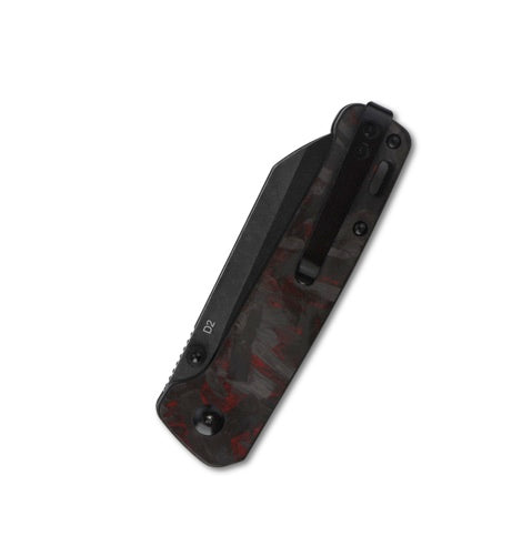 QSP Penguin Black & Red Shredded Carbon fiber Overlay G10 & Black D2 QS130-URD